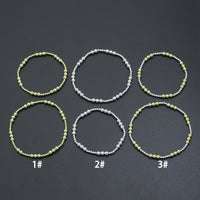 7'' Bright Gold silver Hematite Stretchy Bracelet, Sku#EF733