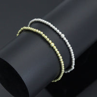 7'' Bright Silver and Gold Hematite Stretchy Bracelet, Sku#EF735