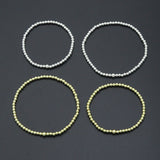 7'' Bright Silver and Gold Hematite Stretchy Bracelet, Sku#EF735