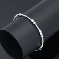 7'' Bright Silver Round Hematite Stretchy Bracelet, Sku#EF736