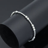 7'' Bright Silver Round Hematite Stretchy Bracelet, Sku#EF736