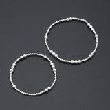 7'' Bright Silver Round Hematite Stretchy Bracelet, Sku#EF736