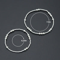 7'' Bright Silver Round Hematite Stretchy Bracelet, Sku#EF736