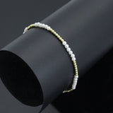 7'' Round Gold Hematite with MOP Stretchy Bracelet, Sku#EF737