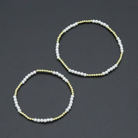 7'' Round Gold Hematite with MOP Stretchy Bracelet, Sku#EF737