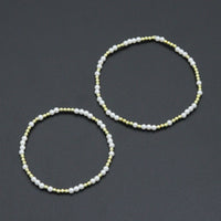 7'' Round Gold Hematite with MOP Stretchy Bracelet, Sku#EF738