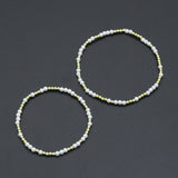 7'' Round Gold Hematite with MOP Stretchy Bracelet, Sku#EF738