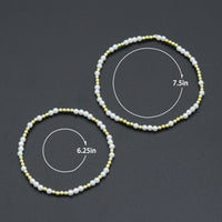 7'' Round Gold Hematite with MOP Stretchy Bracelet, Sku#EF738