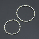 7'' Round Silver Hematite with MOP Stretchy Bracelet, Sku#EF739