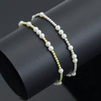7'' Round Silver Hematite with MOP Stretchy Bracelet, Sku#EF741