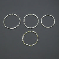 7'' Round Silver Hematite with MOP Stretchy Bracelet, Sku#EF741