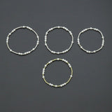 7'' Round Silver Hematite with MOP Stretchy Bracelet, Sku#EF741