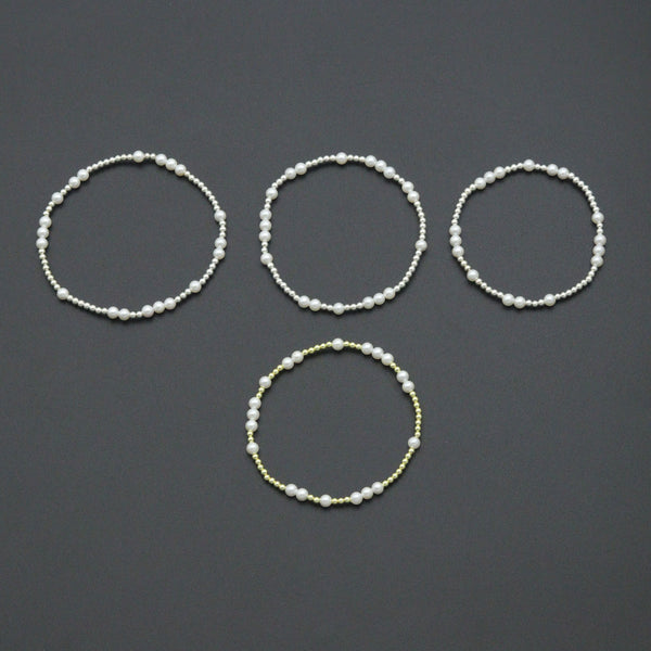 7'' Round Silver Hematite with MOP Stretchy Bracelet, Sku#EF741