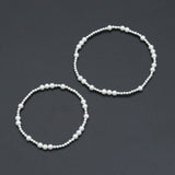 7'' Round Silver Hematite with MOP Stretchy Bracelet, Sku#EF741