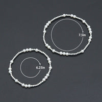 7'' Round Silver Hematite with MOP Stretchy Bracelet, Sku#EF741