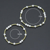 7'' Round Gold Hematite with MOP Stretchy Bracelet, Sku#EF744