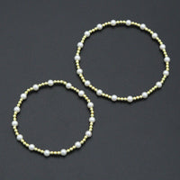 7'' Round Gold Hematite with MOP Stretchy Bracelet, Sku# EF745