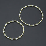 7'' Round Gold Hematite with MOP Stretchy Bracelet, Sku# EF745