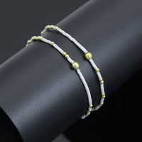 2.5mm Gold Hematite white jade Stretchy Bracelet, Sku#EF748