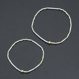 2.5mm Gold Hematite white jade Stretchy Bracelet, Sku#EF748