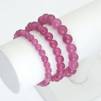 Pink Jade Round Smooth Stretchy Bracelet, Sku#EF750