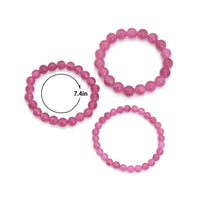 Pink Jade Round Smooth Stretchy Bracelet, Sku#EF750