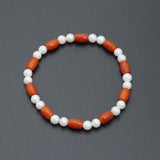 Coral and Mother of Pearl Stretchy Bracelet, Sku#EF751