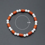 Coral and Mother of Pearl Stretchy Bracelet, Sku#EF751