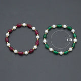 Burgundy Green Oval Jade with Mother of Pearl Gold spacer Stretchy Bracelet, sku#EF761