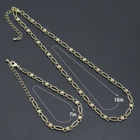 Gold Silver Marquise Flower Link Chain Necklace, sku#EF768