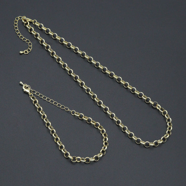 Gold Silver Rolo Chain Necklace Bracelet, Charm bar necklace bracelet, sku#EF769