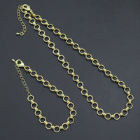 Gold Round Link Chain Necklace Bracelet, sku#EF771