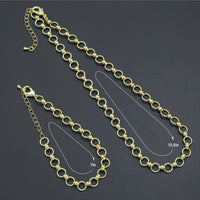Gold Round Link Chain Necklace Bracelet, sku#EF771