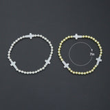 Hematite with Mother of Pearl Cross Stretchy Bracelet, Sku#EF776