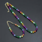 Colorful Jade Beads Adjustable necklace Bracelet, Sku#EF786
