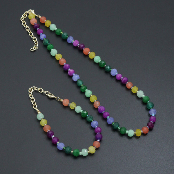 Colorful Jade Beads Adjustable necklace Bracelet, Sku#EF786