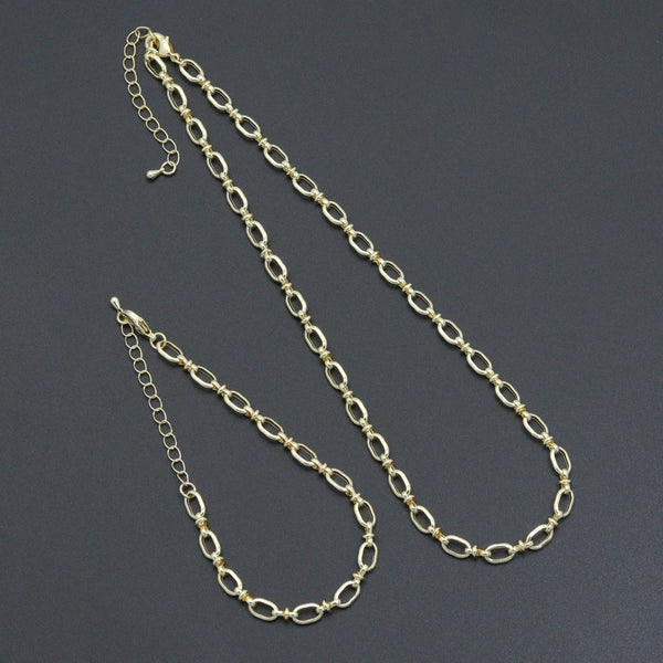 Fancy Oval Link Chain Necklace Bracelet, Charm bar necklace, sku#EF791