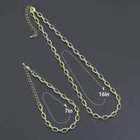 Fancy Oval Link Chain Necklace Bracelet, Charm bar necklace, sku#EF791