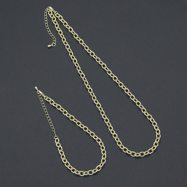 Oval Link Chain Necklace Bracelet, charm bar necklace bracelet, sku#EF792