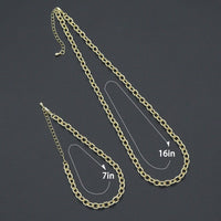 Oval Link Chain Necklace Bracelet, charm bar necklace bracelet, sku#EF792
