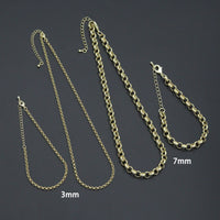 Rolo Link Chain Necklace Bracelet, Charm bar necklace bracelet, sku#EF793