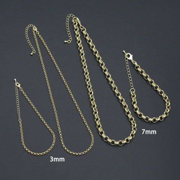 Rolo Link Chain Necklace Bracelet, Charm bar necklace bracelet, sku#EF793