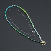 Ombré Green Color Cube Stone Necklace with Toggle clasp , Sku#EF796