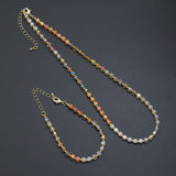 Champagne color Cube Beads necklace Bracelet, Sku#EF798