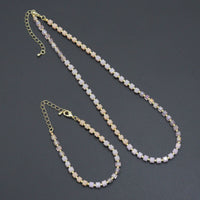 Ombré Pink Champagne color Cube Beads necklace Bracelet, Sku#EF799