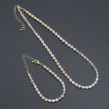 Ombré Pink Champagne color Cube Beads necklace Bracelet, Sku#EF799