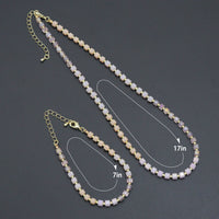 Ombré Pink Champagne color Cube Beads necklace Bracelet, Sku#EF799