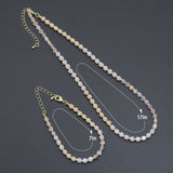 Ombré Pink Champagne color Cube Beads necklace Bracelet, Sku#EF799