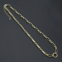 Mixed Papperclip Gold Link Chain necklace with Round Clasp, sku#EF804