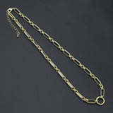 Mixed Papperclip Gold Link Chain necklace with Round Clasp, sku#EF804